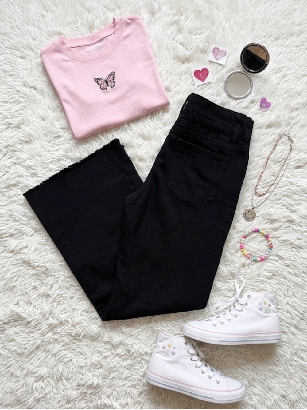 Girls Flare Frayed Hem Jeans